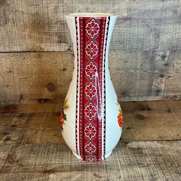 Vintage Ukranian Arts By Stefania Eastern European Motiff Decorated Vase 10”x5” - Picture 2 of 13